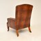 Antique Leather & Carved Oak Childs Armchair, 1880s 5