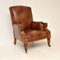 Antique Leather & Carved Oak Childs Armchair, 1880s 1