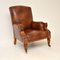 Antique Leather & Carved Oak Childs Armchair, 1880s, Image 1