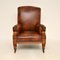 Antique Leather & Carved Oak Childs Armchair, 1880s 2