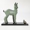 French Art Deco Lamb & Bird in Steel & Marble, 1930s, Image 1