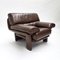 Brutalist Lounge Chair in Brown Leather, 1970s, Image 1