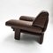 Brutalist Lounge Chair in Brown Leather, 1970s, Image 8