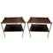 Mid-Century Brass & Faux Bamboo Side Tables with Leather Tops, 1950s, Set of 2 1