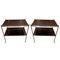 Mid-Century Brass & Faux Bamboo Side Tables with Leather Tops, 1950s, Set of 2, Image 1