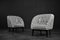 Mid-Century Scandinavian Modern Rounded Armchairs with Black & White Stripes, 1960s, Set of 2, Image 1