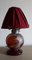 Vintage Silver Colour Metal Mounting & Red Fabric Shade Table Lamp from Carly, 1960s 1