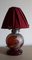 Vintage Silver Colour Metal Mounting & Red Fabric Shade Table Lamp from Carly, 1960s, Image 1