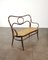 Vintage Curved Wood and Vienna Straw Bench attributable to Thonet, Austria, 1940s 8