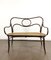 Vintage Curved Wood and Vienna Straw Bench attributable to Thonet, Austria, 1940s, Image 1