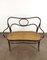 Vintage Curved Wood and Vienna Straw Bench attributable to Thonet, Austria, 1940s, Image 2
