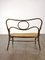 Vintage Curved Wood and Vienna Straw Bench attributable to Thonet, Austria, 1940s, Image 9