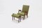 Fauteuil Scandinave en Teck avec Ottomane, 1960s, Set de 2 1