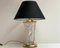 Vintage Table Lamp with Three Embossed Graces on the Opaque Glass & Black Shade, Image 1