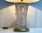 Vintage Tischlampe mit drei geprägten Grazien auf opakem Glas & schwarzem Schirm 6