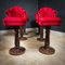 Set de 6 Tabourets de Bar Vintage Style Baroque - Tissu Velours Rouge, Set de x 3