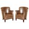 Halo Little Professor Armchairs in Brown Leather by Timothy Oulton, Set of 2, Image 1