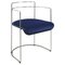 Italia Modern Chair in Tubular Metal and Blue Velvet, 1960s 1