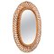 Mid-Century French Riviera Bamboo and Rattan Oval Mirror by Franco Albin, Italy, 1960s 1
