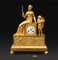 Horloge Empire Antique en Bronze Doré Ciselé, France 1