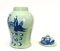 Frascos de porcelana Celadon chinos o urnas para el templo. Juego de 2, Imagen 9