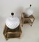 White and Gold Glazed Ceramic Table Lamps by Tommaso Barbi, 1970s, Set of 2 9