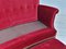 Dänisches 2-Sitzer Sofa aus kirschrotem Velours, 1950er 3