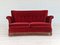 Danish 2-Seater Sofa in Cherry Red Velour, 1950s 1
