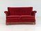 Danish 2-Seater Sofa in Cherry Red Velour, 1950s, Image 1