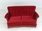 Danish 2-Seater Sofa in Cherry Red Velour, 1950s 2