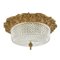 Heavy Brass and Faceted Cut Glass Flush Mount with French Lily Motif 1