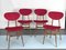 Mid-Century Red Velvet and Wood Dining Chairs, Italy, 1950s, Set of 4 1