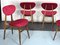 Mid-Century Red Velvet and Wood Dining Chairs, Italy, 1950s, Set of 4 11