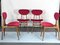 Mid-Century Red Velvet and Wood Dining Chairs, Italy, 1950s, Set of 4 6