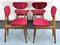 Mid-Century Red Velvet and Wood Dining Chairs, Italy, 1950s, Set of 4 7