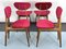 Sedie da pranzo Mid-Century in velluto rosso e legno, Italia, anni '50, set di 4, Immagine 7