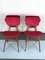 Chaises de Salle à Manger Mid-Century en Velours Rouge et Bois, Italie, 1950s, Set de 4 5