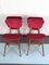 Sedie da pranzo Mid-Century in velluto rosso e legno, Italia, anni '50, set di 4, Immagine 5