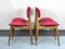 Mid-Century Red Velvet and Wood Dining Chairs, Italy, 1950s, Set of 4 3