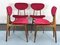 Mid-Century Red Velvet and Wood Dining Chairs, Italy, 1950s, Set of 4 8