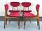 Sedie da pranzo Mid-Century in velluto rosso e legno, Italia, anni '50, set di 4, Immagine 8