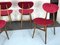 Chaises de Salle à Manger Mid-Century en Velours Rouge et Bois, Italie, 1950s, Set de 4 4