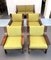Mid-Century Armchairs and Sofa in Wood and Green Fabric, Italy, 1960s, Set of 5, Image 1