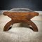Antique Footstool in Black Leather and Wood, Image 5