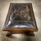 Antique Footstool in Black Leather and Wood 9