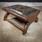 Antique Footstool in Black Leather and Wood 2