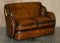 Art Deco Hand Dyed Brown Leather Sofas by Harry & Lou Epstein, Set of 2 2