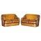 Art Deco Hand Dyed Brown Leather Sofas by Harry & Lou Epstein, Set of 2 1