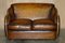 Art Deco Hand Dyed Brown Leather Sofas by Harry & Lou Epstein, Set of 2 16