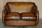 Art Deco Hand Dyed Brown Leather Sofas by Harry & Lou Epstein, Set of 2 3